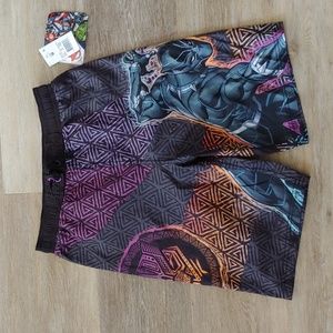 NWT Marvel Avengers Black Panther Youth Boys Lined Board Shorts Size M